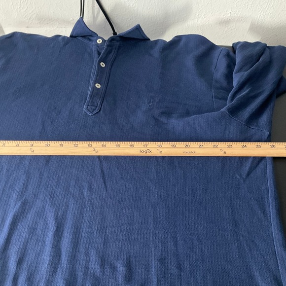 Polo Ralph Lauren Shirt Mens Sz XXL Navy Blue Textured Cotton Blend Long Sleeve - Picture 5 of 8